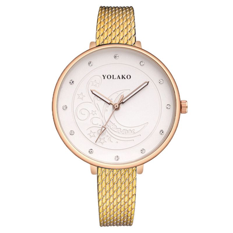 Fashion Diamond-Studded Printed Women's Plastic Band Quartz Watch_voghion.com