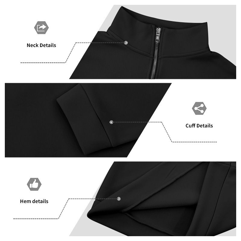 Felpa da uomo con fodera in pile e cerniera a un quarto – Abbigliamento casual invernale caldo ed elegante (S-XXXL, colori a tinta unita)_voghion.com