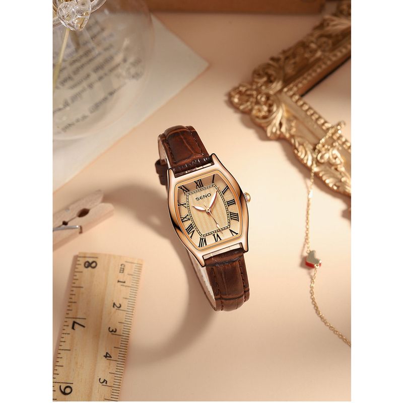 Orologio al quarzo da donna a forma di barilotto quadrato piccolo del marchio SENO_voghion.com