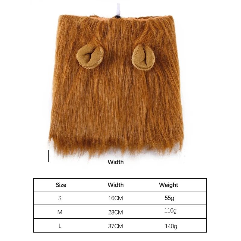 Niedliche Cosplay-Kleidung für Hunde, Löwenmähne für Hundekostüme, realistische Löwenperücke für mittelgroße bis große Hunde mit Ohr-Haustierzubehör_voghion.com