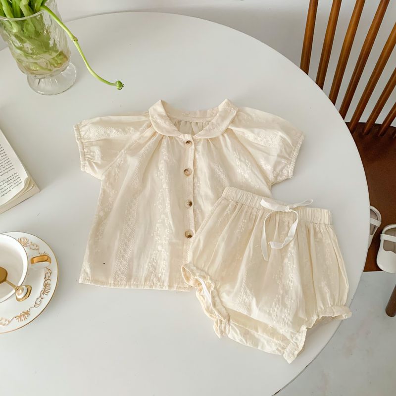Shorts meisjes zomer 2024 nieuwe baby Koreaanse editie Sweetheart Creeper-set met korte mouwen_voghion.com