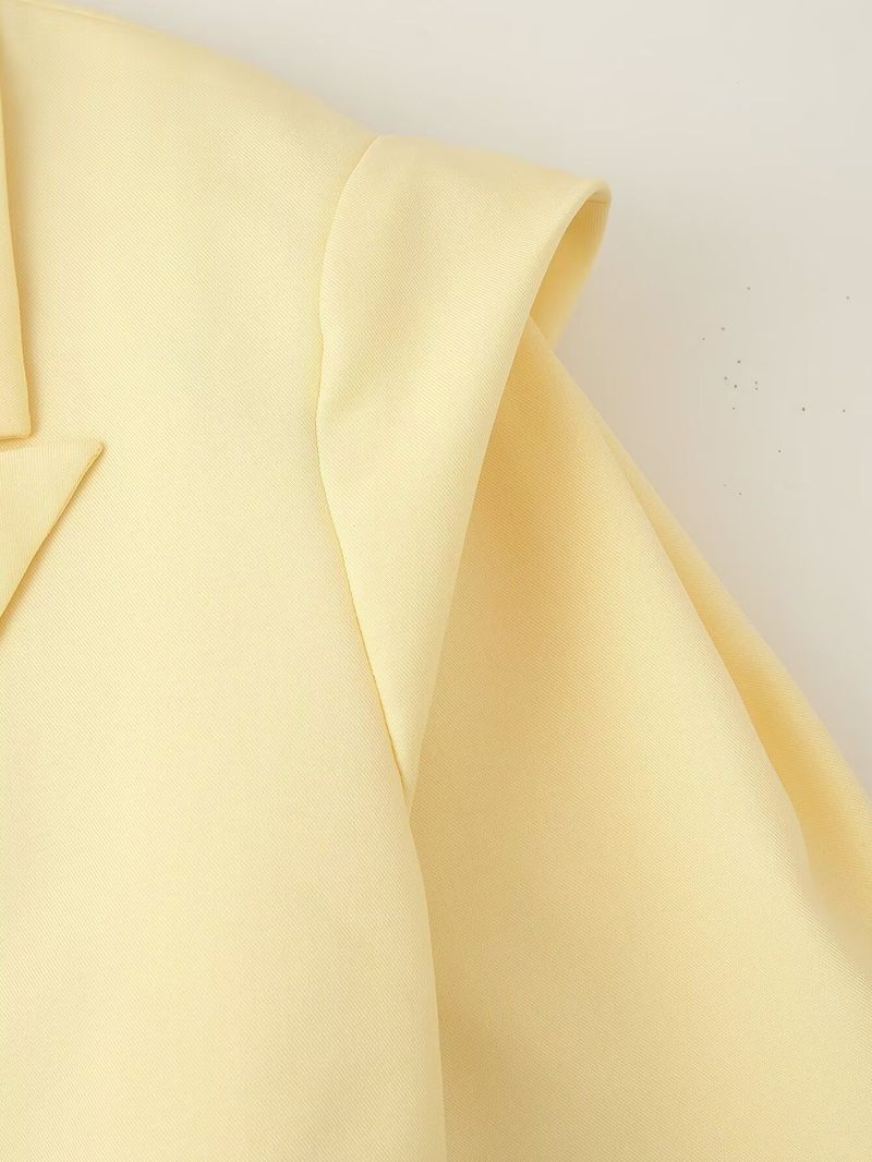 Blazer con cintura da donna – Giacca stile trench con spalle larghe (nero/giallo, S-L)_voghion.com
