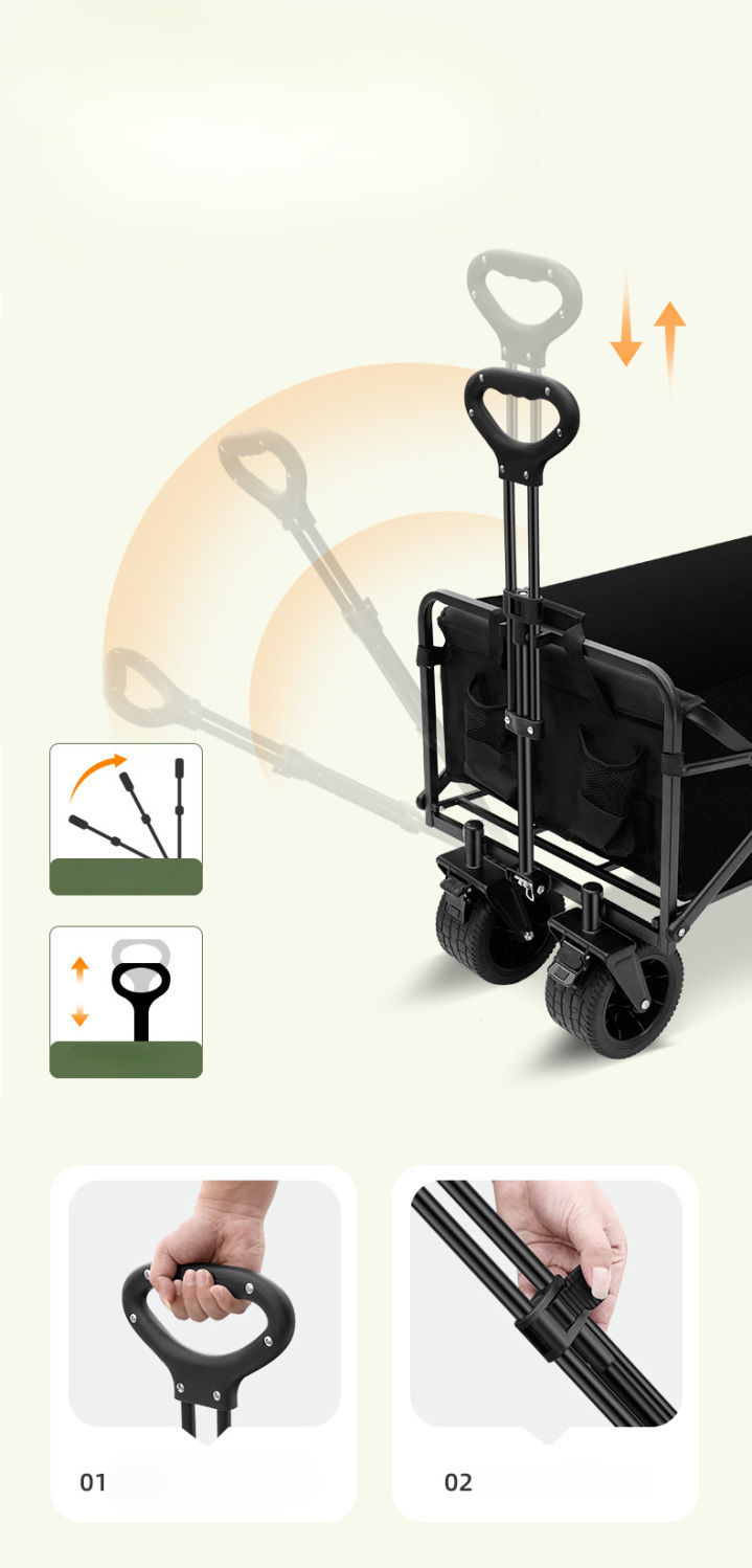 Camping Outdoor Stall Push Picnic Camp Trailer Portable Small Multifunctional Baby Stroller Fishing Cart_voghion.com