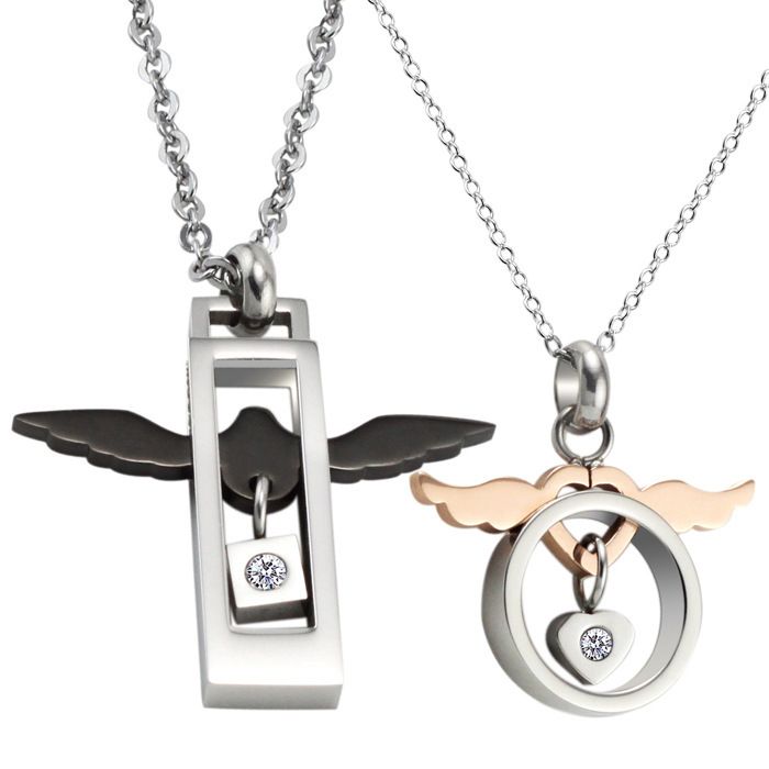 Collana da uomo classica con tre anelli, personalizzata, in acciaio puro con catena, in acciaio inossidabile_voghion.com