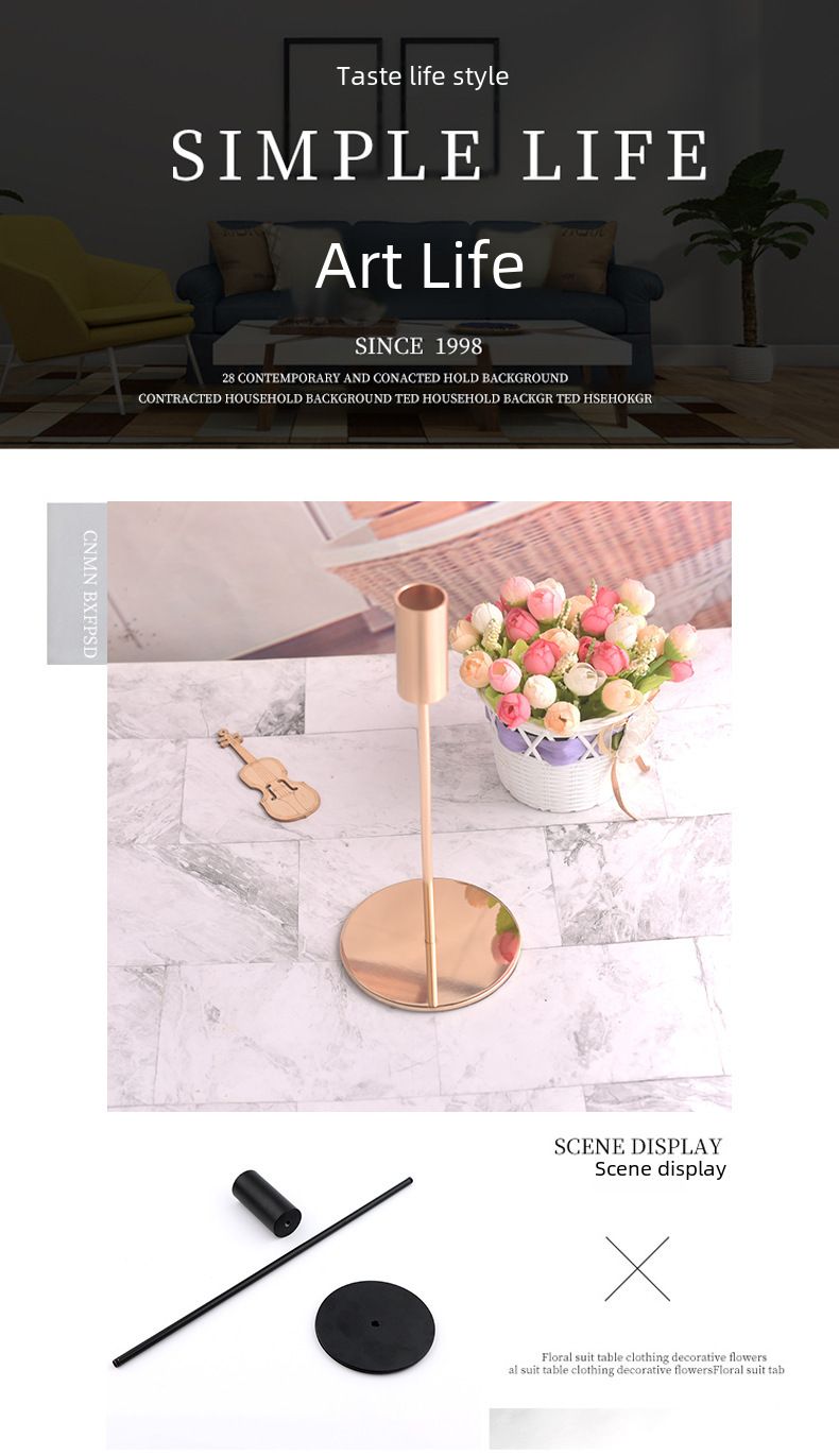 Nordic Western Food Swimming Ozdoby na svíčky Romantické světlo Luxusní stolní železné umělecké dekorace Svíčky Večeře Rekvizity Domácí svícen_voghion.com