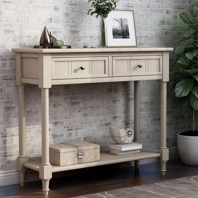 Daisy Series Console Table Traditional Design With Two Drawers And Bottom Shelf_voghion.com