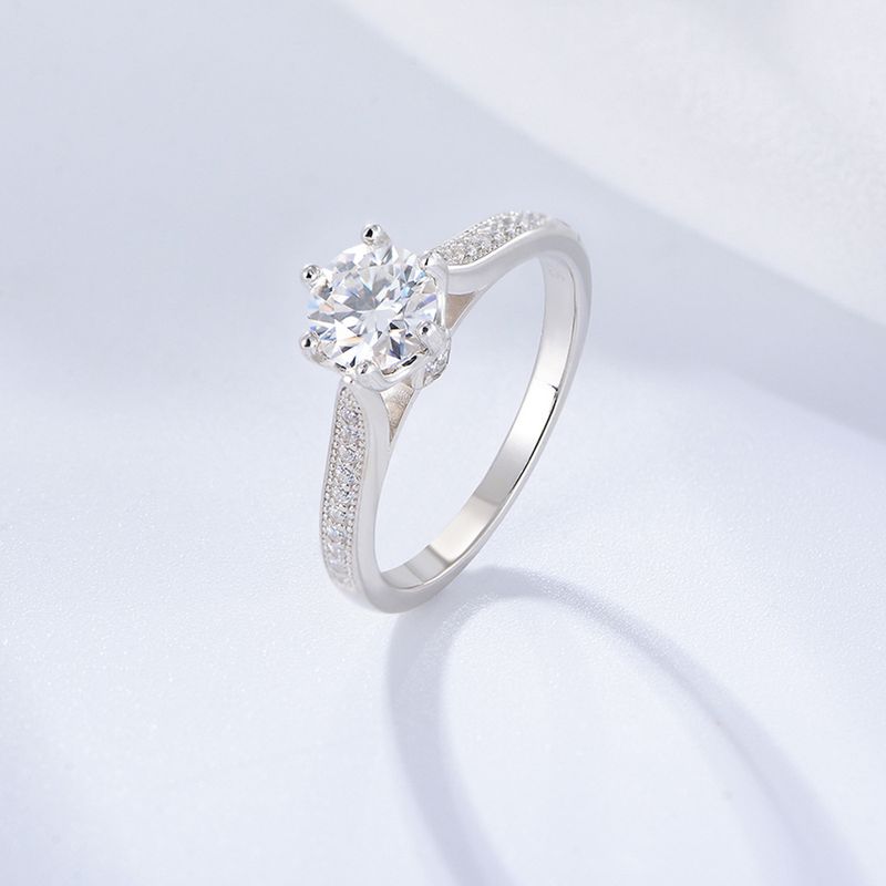Gioielli da donna Anello classico con sei griffe di diamanti Anello in argento sterling S925 Regalo di compleanno Anello di nozze Gioielli di moda semplici e di lusso leggeri_voghion.com