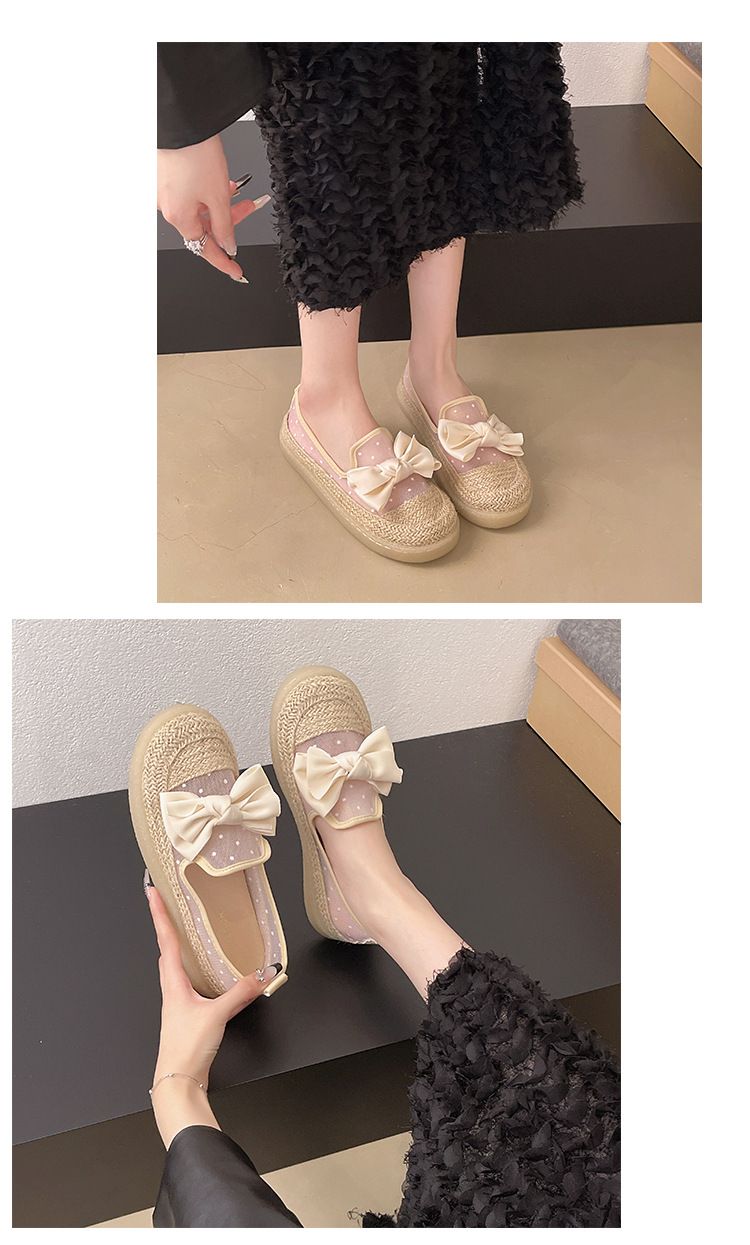 Evening Wind Single Shoes Women's Spring One-pedal Loafer Fisherman Shoes Thick-soled Breathable Mesh Doudou Shoes_voghion.com