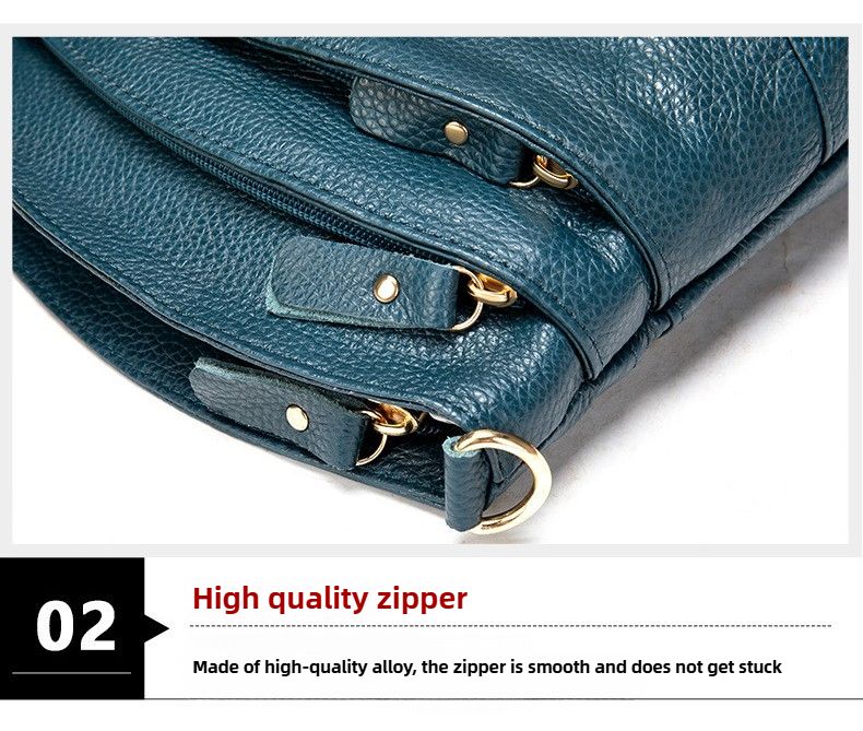 Borsa a tracolla da donna, in tessuto di pelle bovina con strato superiore, borsa a tracolla casual per mamme di mezza età, multiscomparto, 14 colori tra cui scegliere._voghion.com