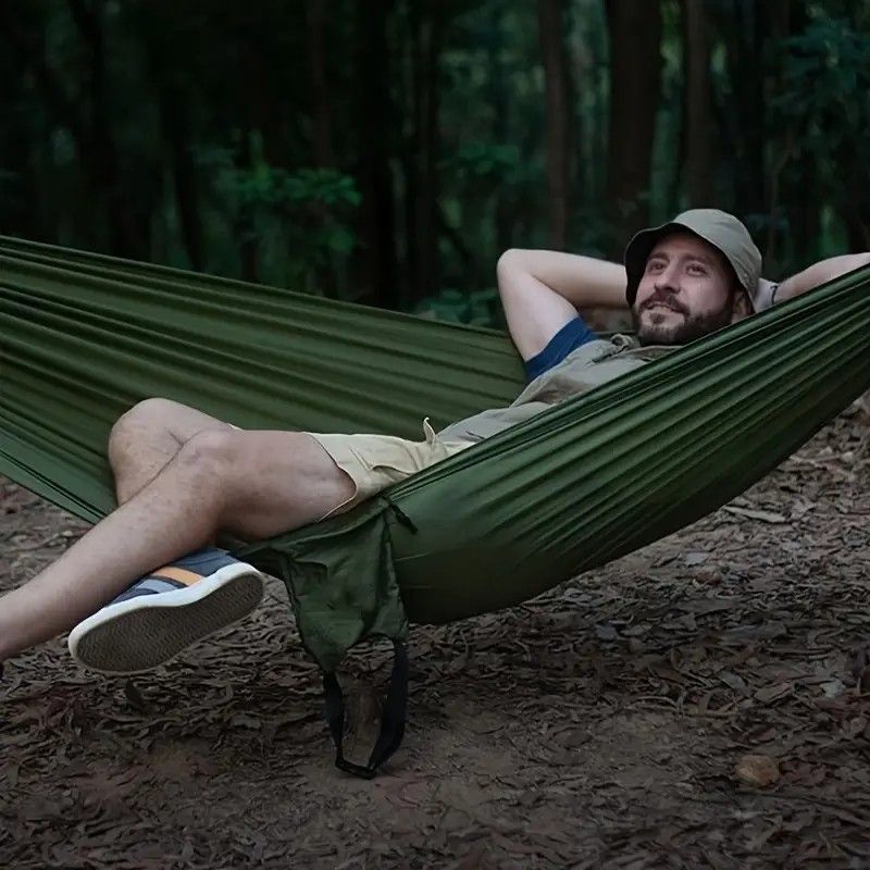 Double Wide Polyester Hammock Solid Color Rope Hanging Chair Anti-Tip Thickened Canvas Student Dormitory Swing Bed_voghion.com