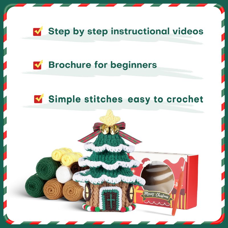 Manuel d'instructions en anglais pour Noël Paquet de matériel de crochet Arbre de Noël Ornements de bricolage faits à la main Cadeaux de Noël en gros_voghion.com
