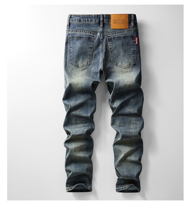 Conjunto de jaqueta e calça jeans clássica lavada masculina - ajuste confortável e elástico, roupa casual para todas as estações para o estilo do dia a dia_voghion.com