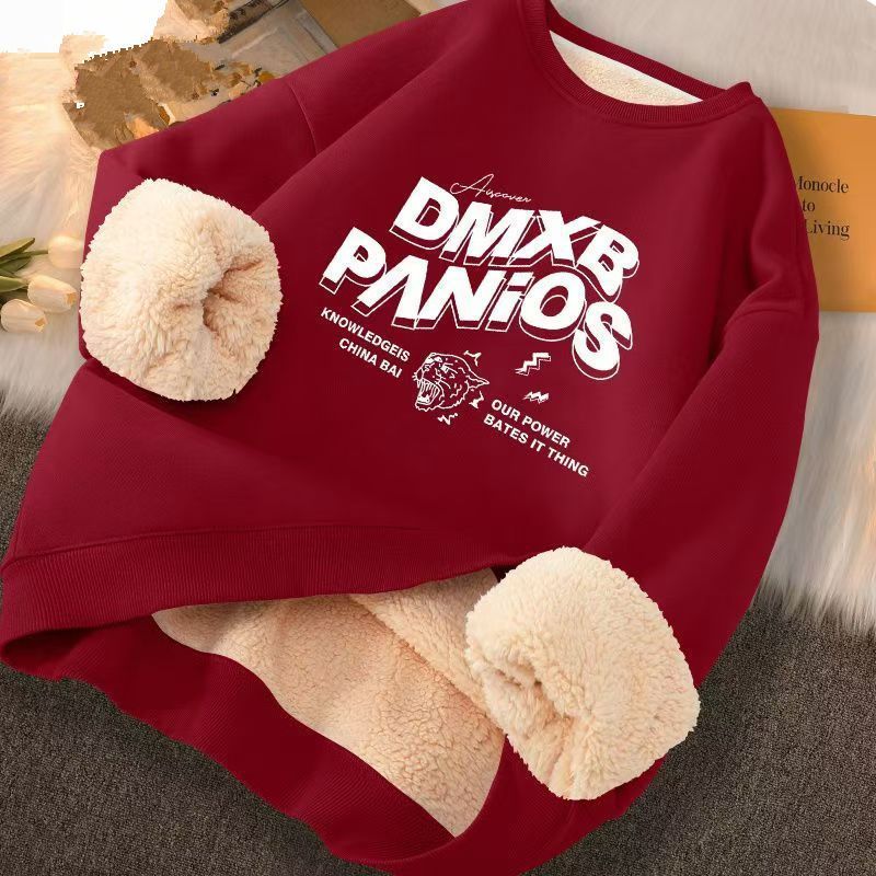 Felpa in lana d'agnello per ragazzi, stile autunnale e invernale, girocollo, manica lunga, elegante, antifreddo._voghion.com