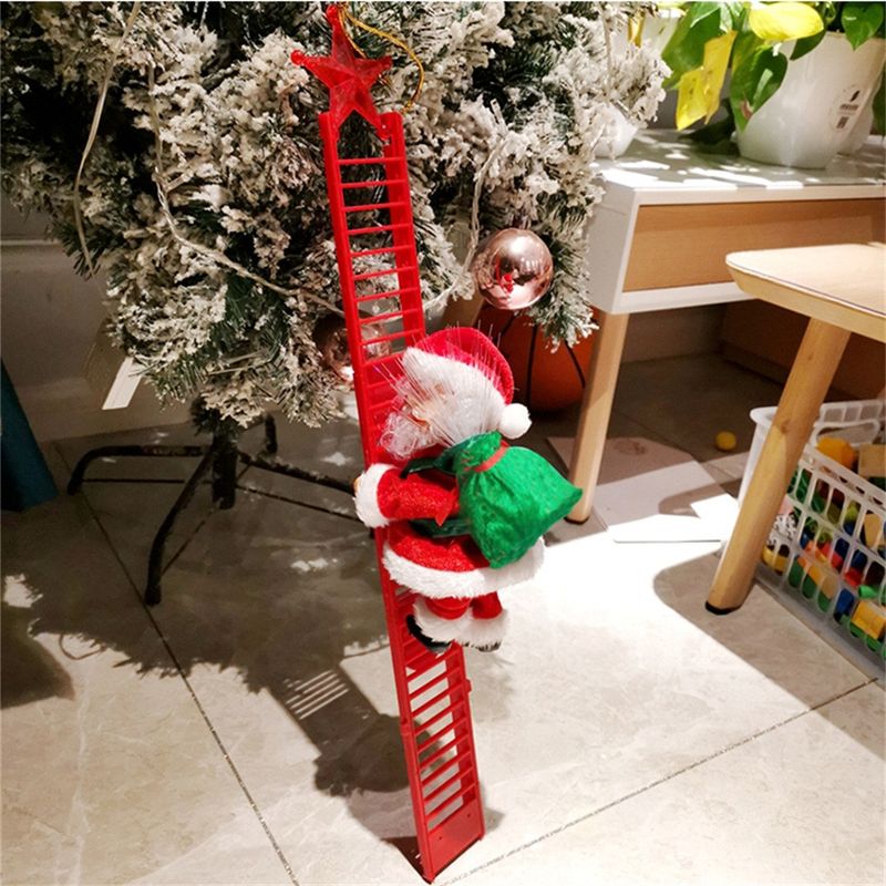 2024 Santa Claus Doll Climbing Ladder With Music Christmas Tree Ornaments Decorations For Home 2023 Navidad New Year Kid_voghion.com
