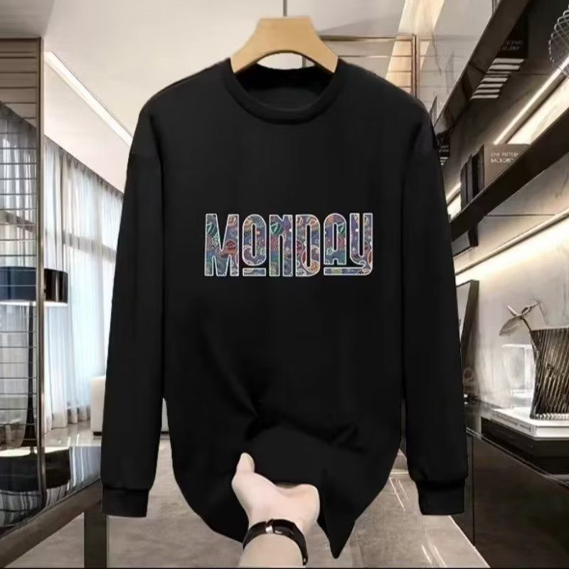 Herrenbekleidung Crewneck Sweat Herren Loose Design Sense Smiley Print Retro Instagram Style Modisches Markenoberteil für Frühling und Herbst_voghion.com