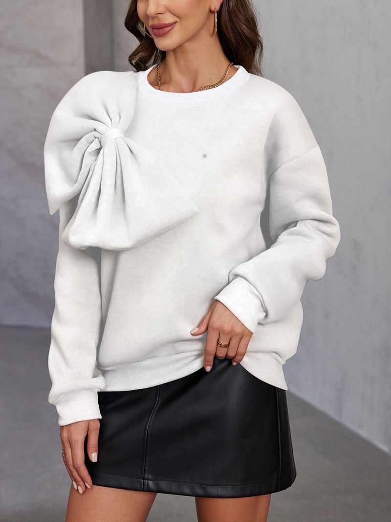 Women's With High-End Feel, European Style, Loose Fit, Slimming, Bowknot, Long Sleeve Sweatshirt For Spring And Autumn_voghion.com