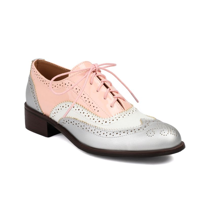 Plus-size lente enkel schoenen vintage Britse kleur contrast Braddock diepe veterschoenen damesschoenen_voghion.com