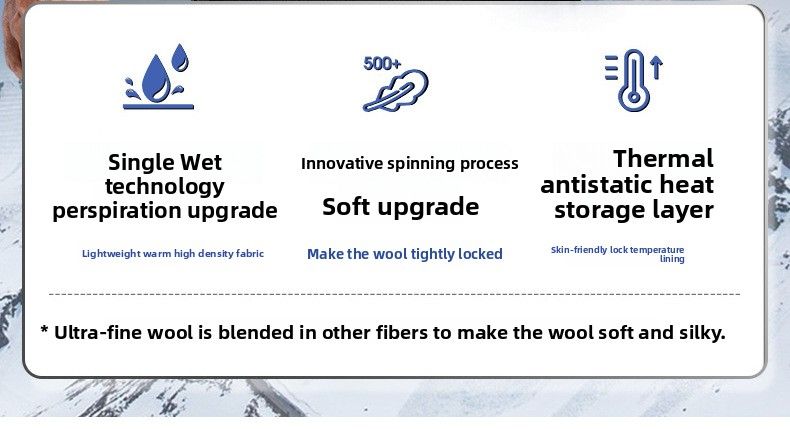 Autumn And Winter Merino Wool Quick-Dry Compression Sweat-Wicking Thermal Functional Hiking Skiing Breathable Long_voghion.com