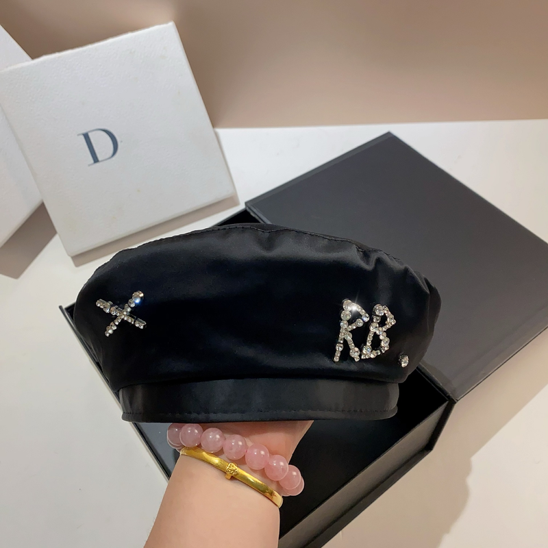 Chapéu de artista preto versátil de acetato RB 2025, boina de outono de cetim brilhante de alta qualidade para mulheres, moderno_voghion.com