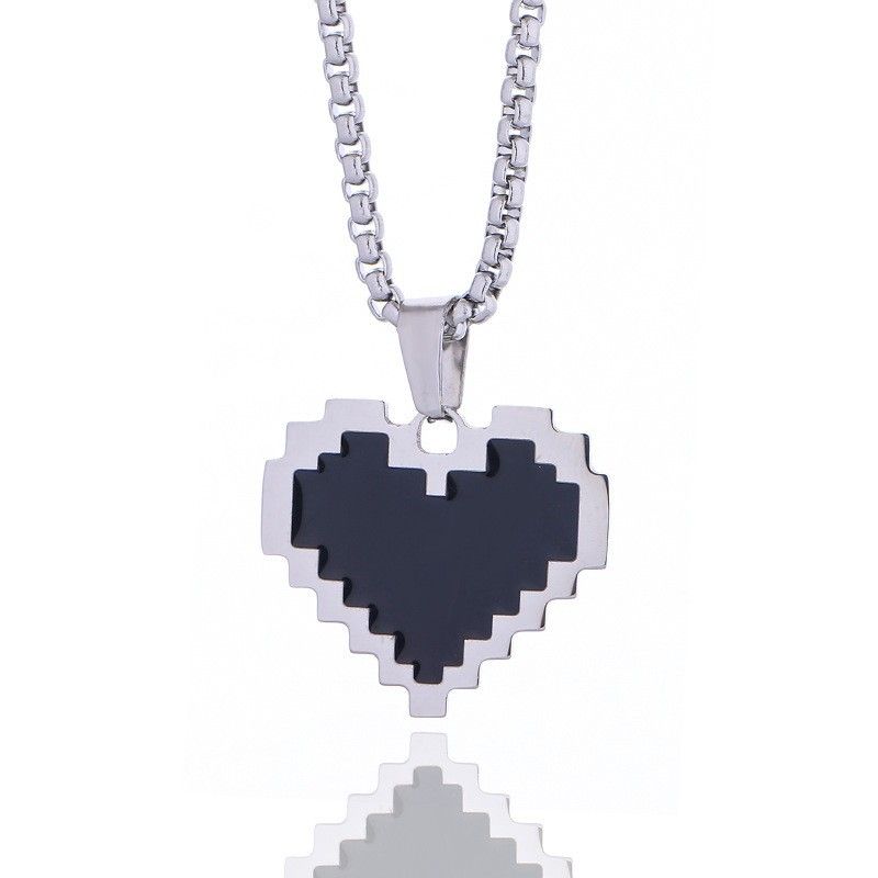 Nuova personalità alla moda, ciondolo a forma di cuore creativo, semplice accessorio per danza hip hop di strada, collana resistente allo sbiadimento_voghion.com