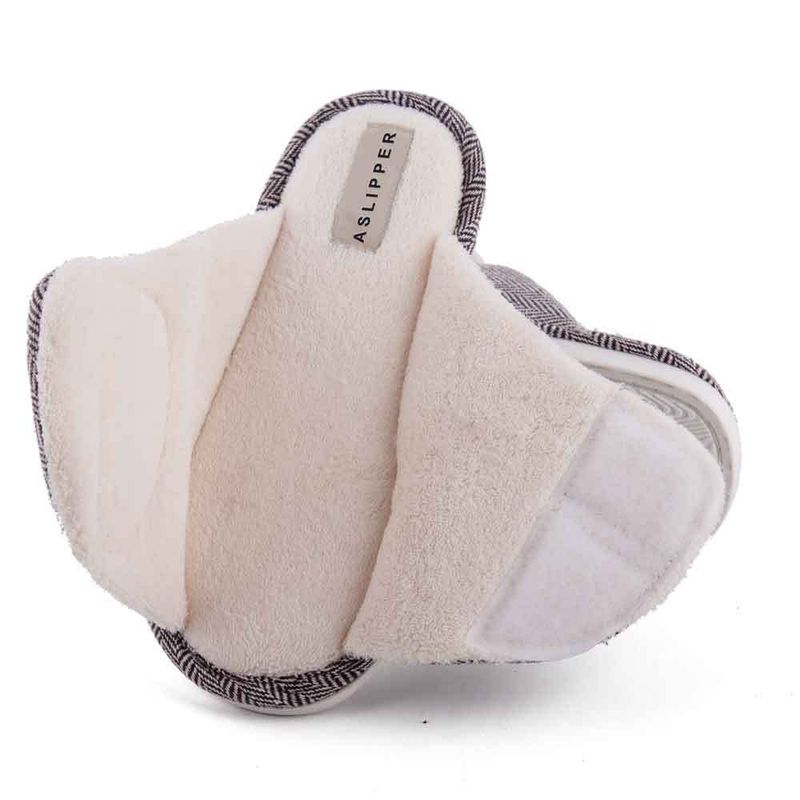 Men's And Women's Velcro Adjustable Open With Swollen Feet, Anti Slip, Exposed Toes, Easy To Clean Indoor Fur Slippers_voghion.com