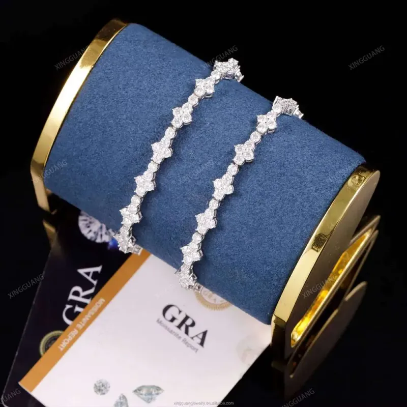 Special Design Hip Hop Cross ShapeTennis Sterling Sier Pass Dia Tester VVS Moissanite Tennis Chain Bracelet_voghion.com