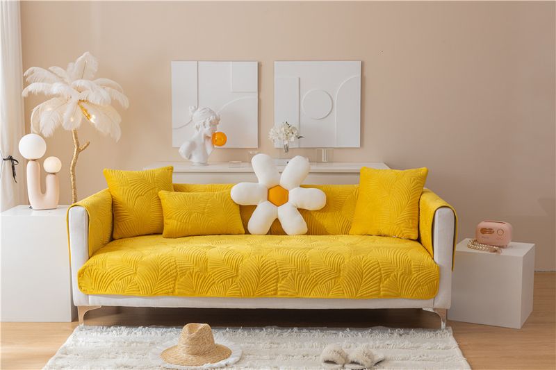 Autumn and winter style ultra soft solid color plush banana leaf sofa cushion modern simple double sofa cushion cloth factory direct sales_voghion.com