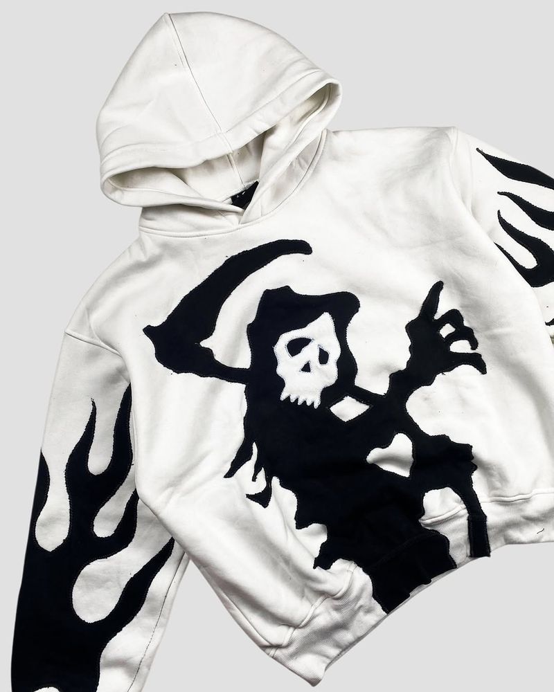 Felpa con cappuccio unisex autunno 2025 con stampa digitale 3D e motivo Grim Reaper_voghion.com