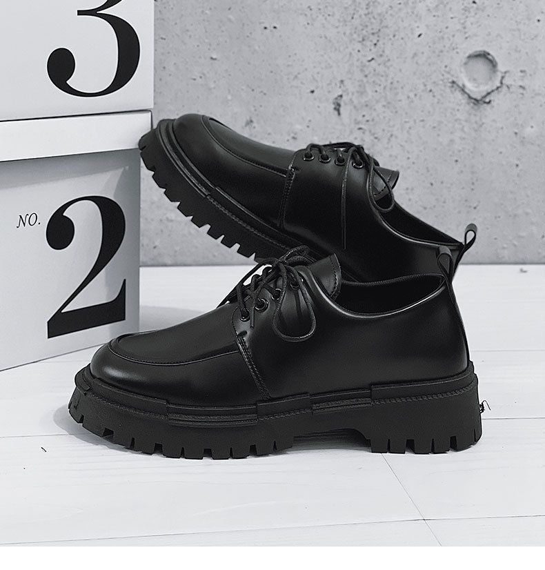 MOSSHARKLO Men's Casual Leather Shoes - Low Cut Breathable PU Sneakers With Rubber Sole For Daily Wear (Black)_voghion.com