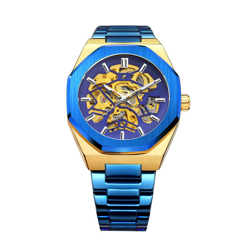 Montre mécanique automatique squelette tendance pour homme avec fonction heure universelle, boîtier en acier inoxydable de 41 mm, verre minéral, bracelet en alliage_voghion.com