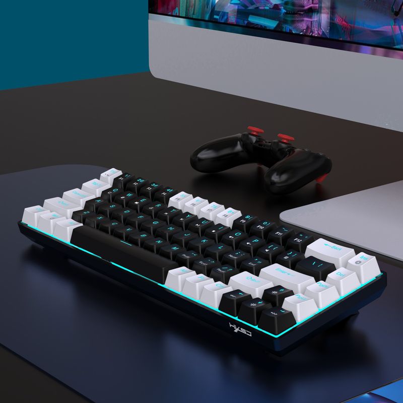 New 68 Key Wired Mechanical Esports Game Keyboard Hot Plug Axis Engineering Dual Color Injection Molding Keycap Ice Blue_voghion.com