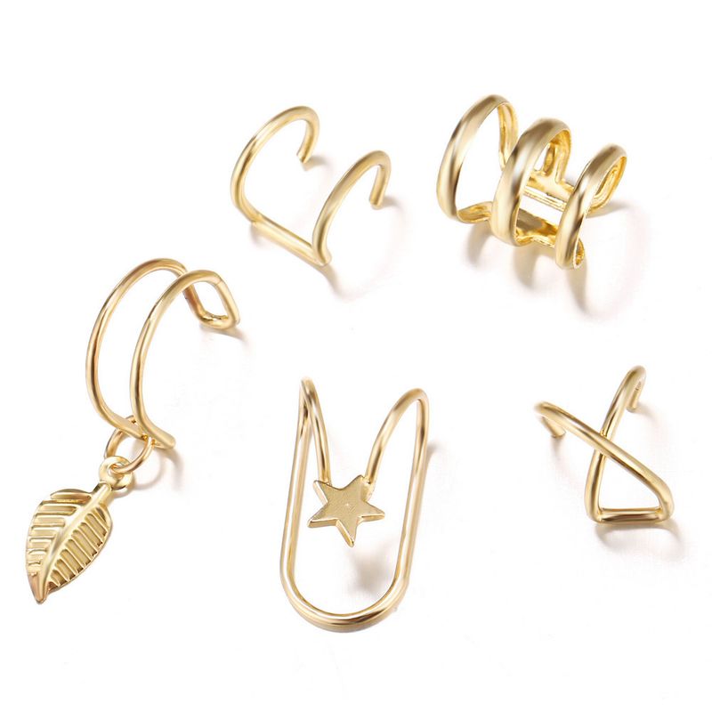 Offre spéciale ensemble de 5 clips d'oreille en os créatifs personnalisés double C cartilage en forme de U double couche clou d'oreille non percé_voghion.com