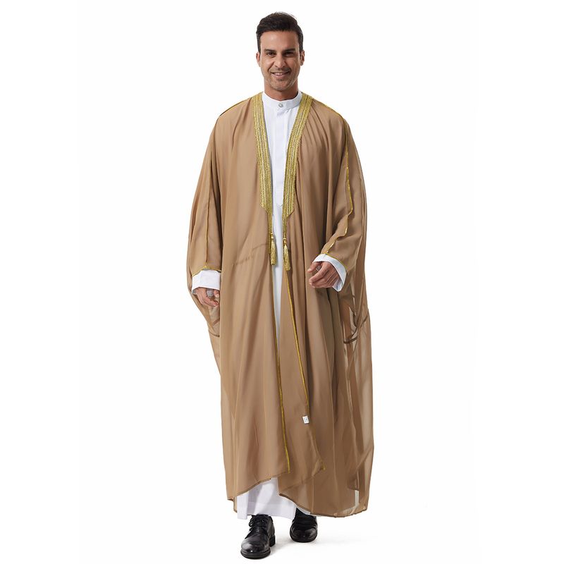 Men's Clothing Robe Lace Tassel Chiffon Outer Cape_voghion.com