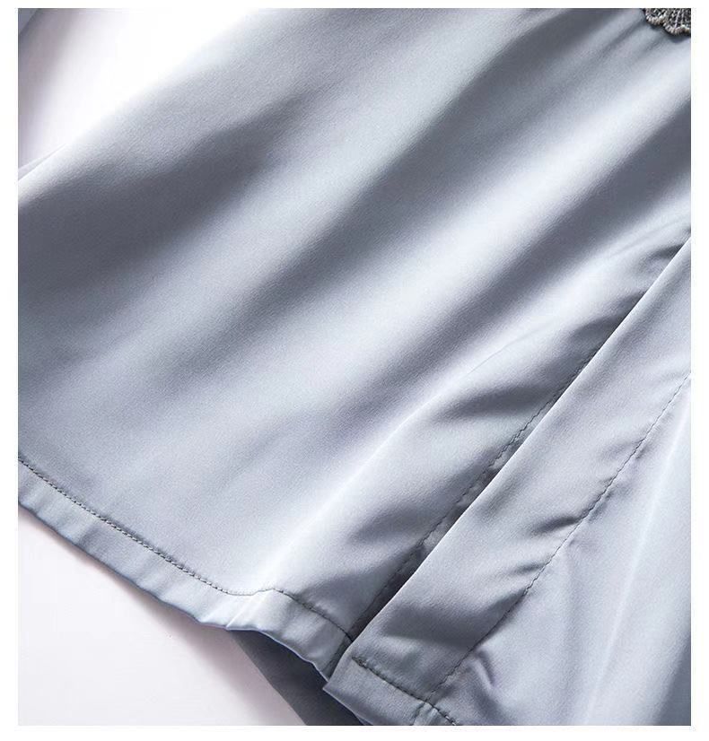 Underwear Pajamas Women Summer Ice Silk Sexy Suspenders Nightdress With Chest Pads Simulation Silk Satin Nightgown Five Piece Suit Home Clothes_voghion.com