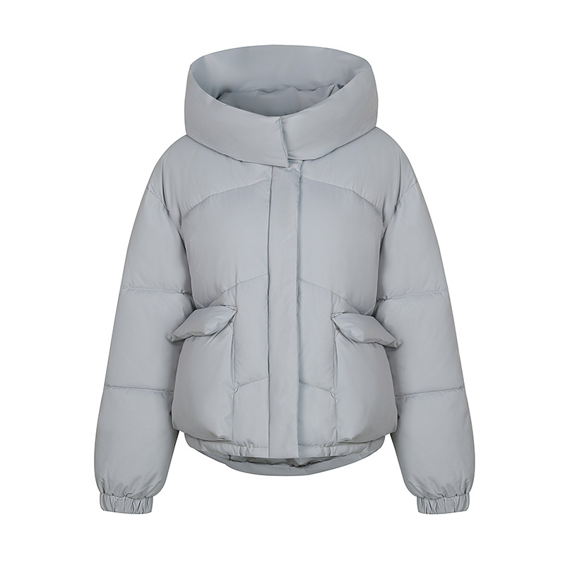 Damen-Daunenjacke für Damen, lockerer, flauschiger Brotmantel, kurzer, verdickter Wintermantel mit Kapuze_voghion.com