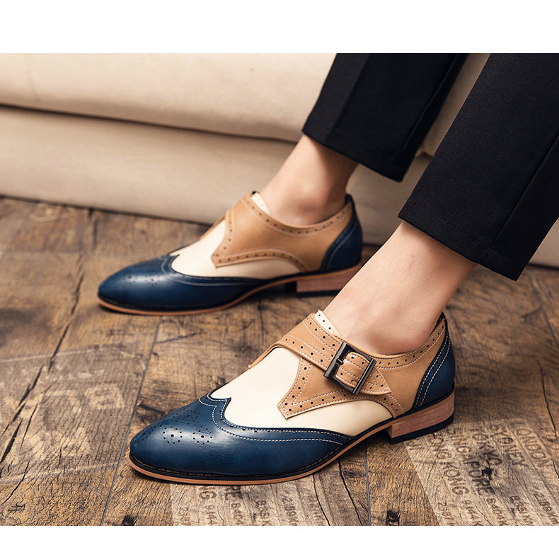 Scarpe derby classiche da uomo d'affari Scarpe da sposa in pelle color block_voghion.com
