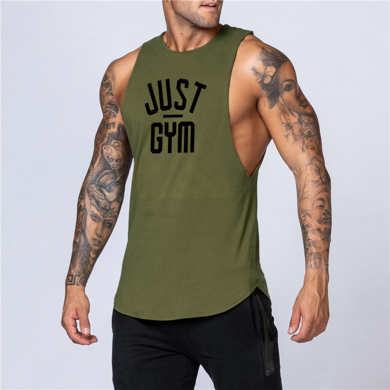 New Summer Loose Sweetheart Tank Top Men's Gym Men Letter Printing Fitness Sleeveless Tank Top Cotton_voghion.com