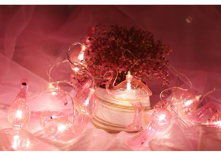 LED Flamingo String Lights - 10 Warm White Coconut Tree Lights For Christmas, Easter, Party & Home Decor - Battery/USB Operated, IP43 Waterproof_voghion.com