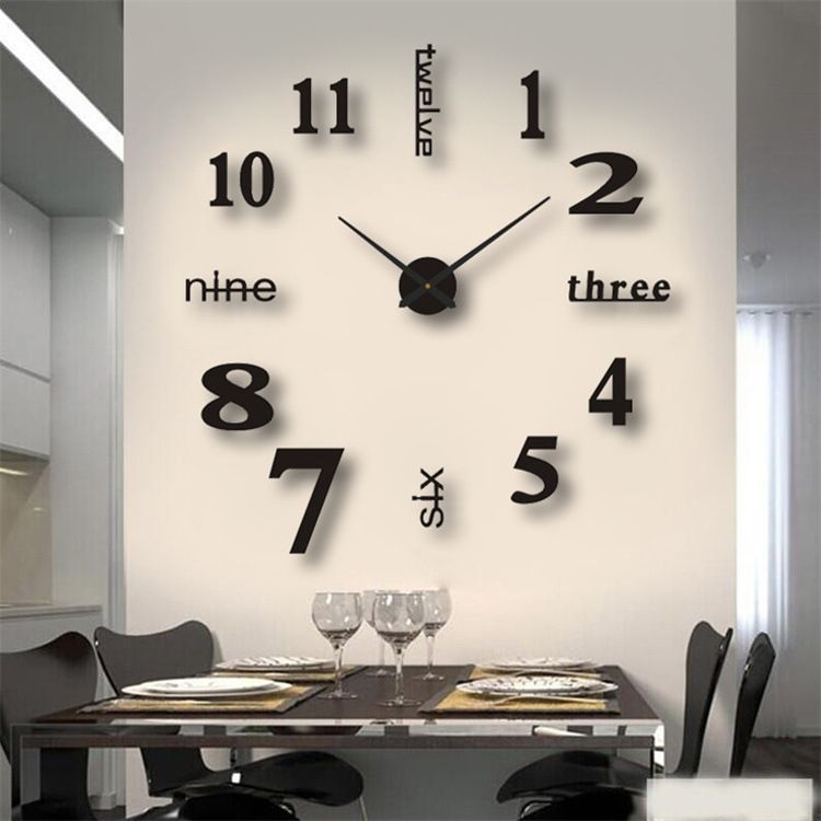 Silent Sweep Wall Clock – Peel & Stick Noiseless DIY Clock For Living Room, Bedroom & Office (Modern Acrylic Design, Glow-in-Dark Numbers, 4 Sizes)_voghion.com