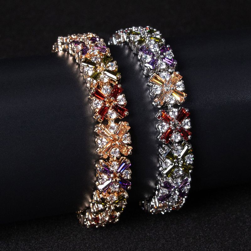 Luxurious Hip-Hop Fashion Temperament Cuban Chain Full Diamond Gold-Plated Zircon Women's Bracelet Ins Jewelry_voghion.com