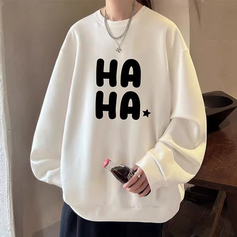 Maglietta a maniche lunghe da uomo, nuova maglietta americana in stile casual, autunno e inverno, felpa oversize con scollo rotondo per_voghion.com