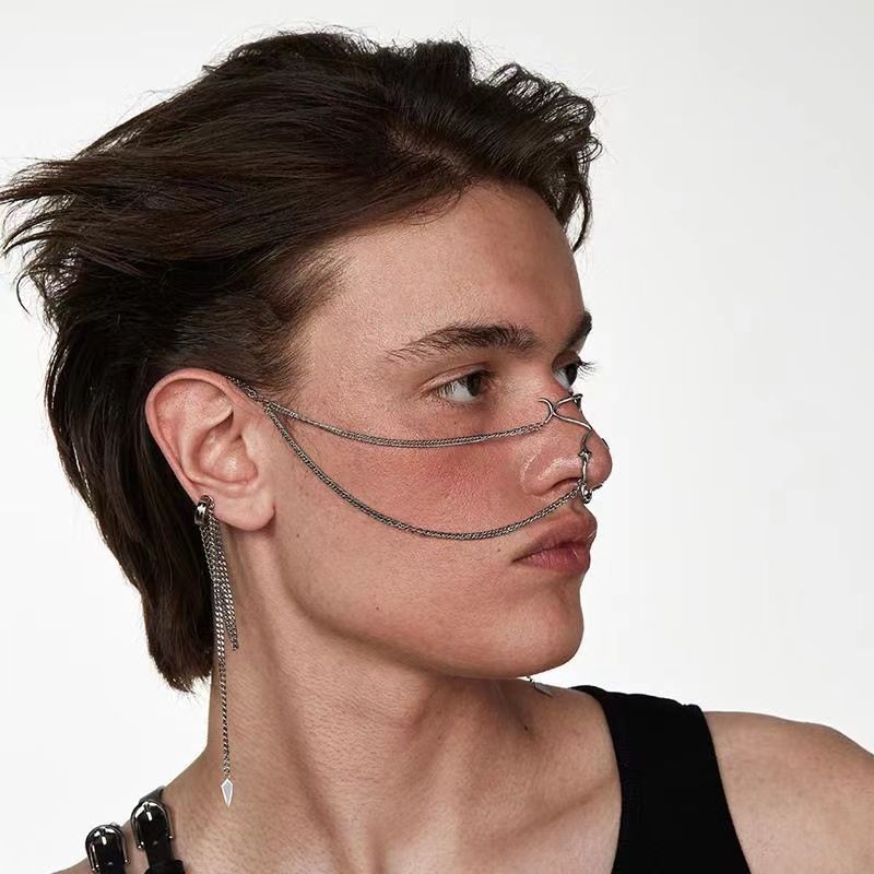 Men And Women's Jewelry Halloween Creative Personality Niche Design Star Three Dimensional Nose Decoration Face Decoration Set Punk Style_voghion.com
