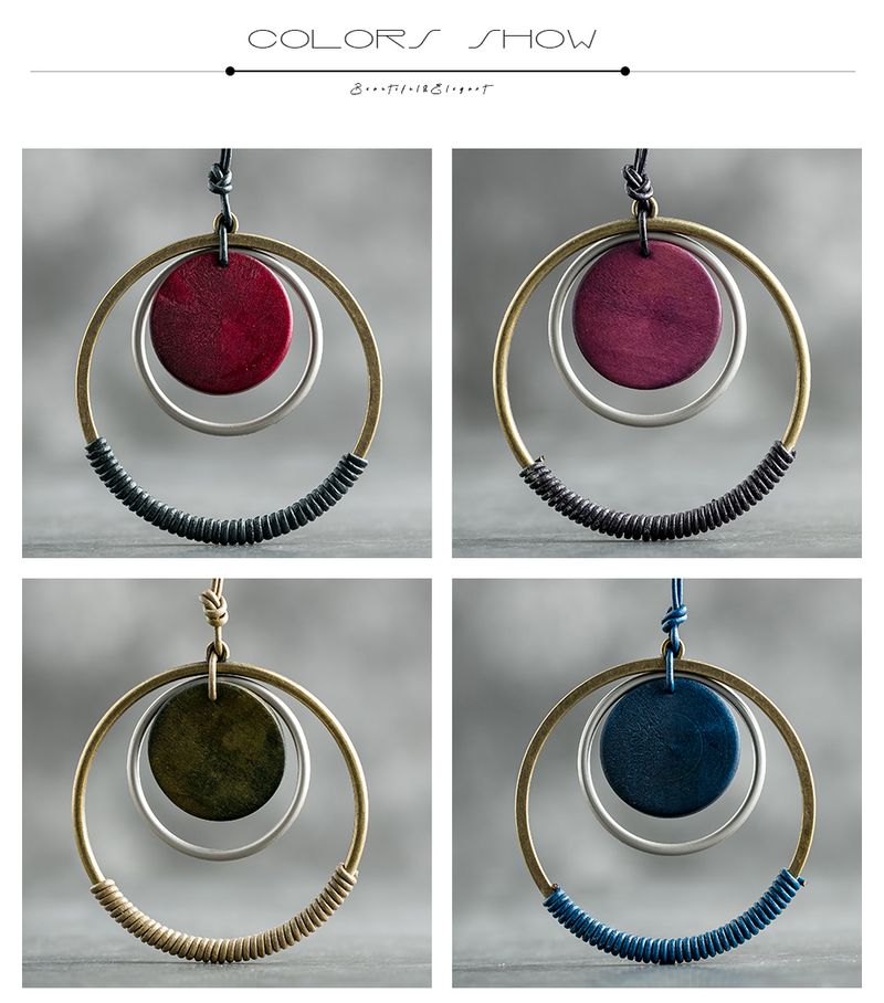 Mode Houten & Hangers Vrouwen Ronde Cirkelvormige Cirkel Boheemse Kettingen Vintage Statement Mode Sieraden Voor Feest Cadeaus_voghion.com