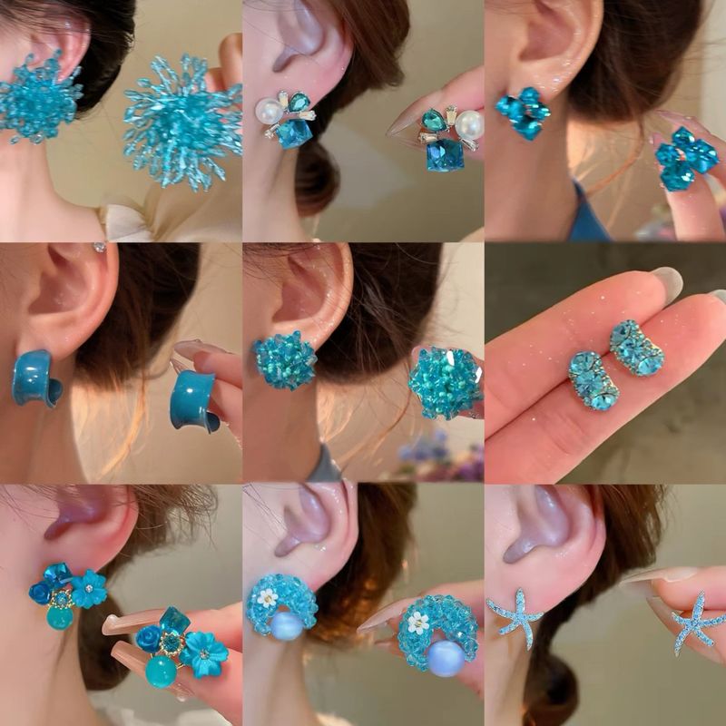 Orecchini di lusso di alta qualità, leggeri, in stile vacanza, con perline di cristallo in vetro e aghi d'argento, per donna_voghion.com