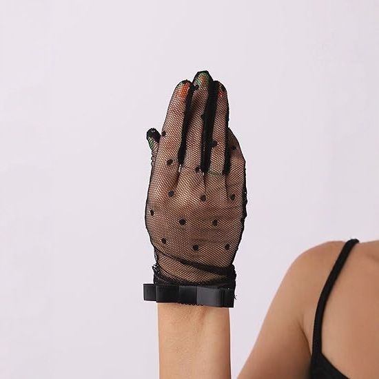Guanti con fiocco in pizzo nero gotico, accessori per costumi Lolita di Halloween_voghion.com