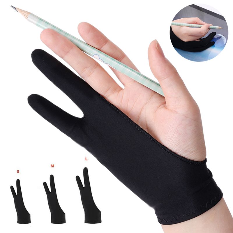 Guanto anti-touch anti-inquinamento per iPad, tablet, guanti universali da disegno a due dita, XS/S/M/L_voghion.com