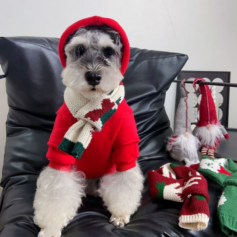 Haustier Neujahr Rot Weihnachtsgeschenk Hundeschal Verdickter Vielseitiger Herbst Winter Halswärmer Eltern-Kind-Set Ins_voghion.com