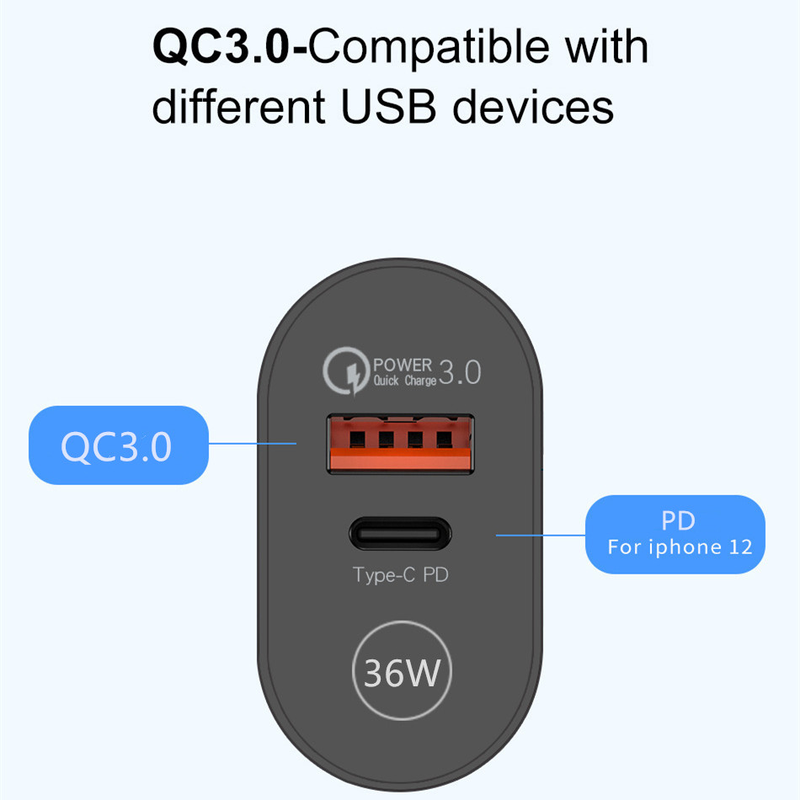PD 36W USB C Charger PD Quick Charger C-type Mobile Charger Suitable for iPhone 13 12 Huawei Samsung Mobile Ch     harger -type_voghion.com