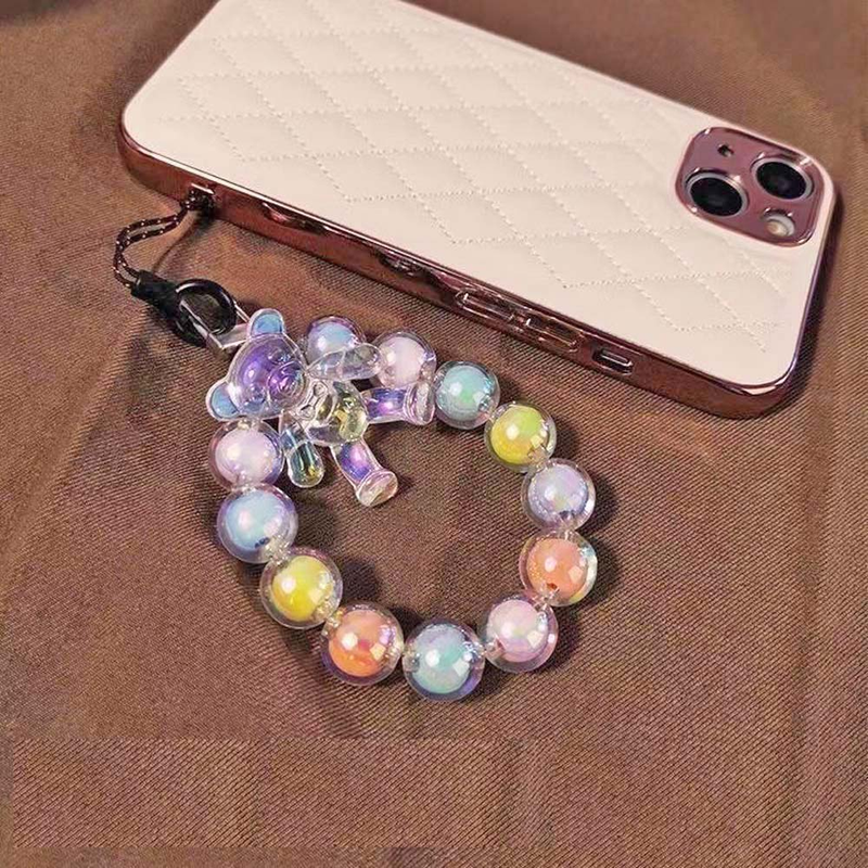 Telefon Hand Lanyards Kristall Macaron Perlen Bär Handgelenk Strap für iPhone Huawei Redmi Xiaomi Samsung Kamera Schlüsselbund Hang String_voghion.com