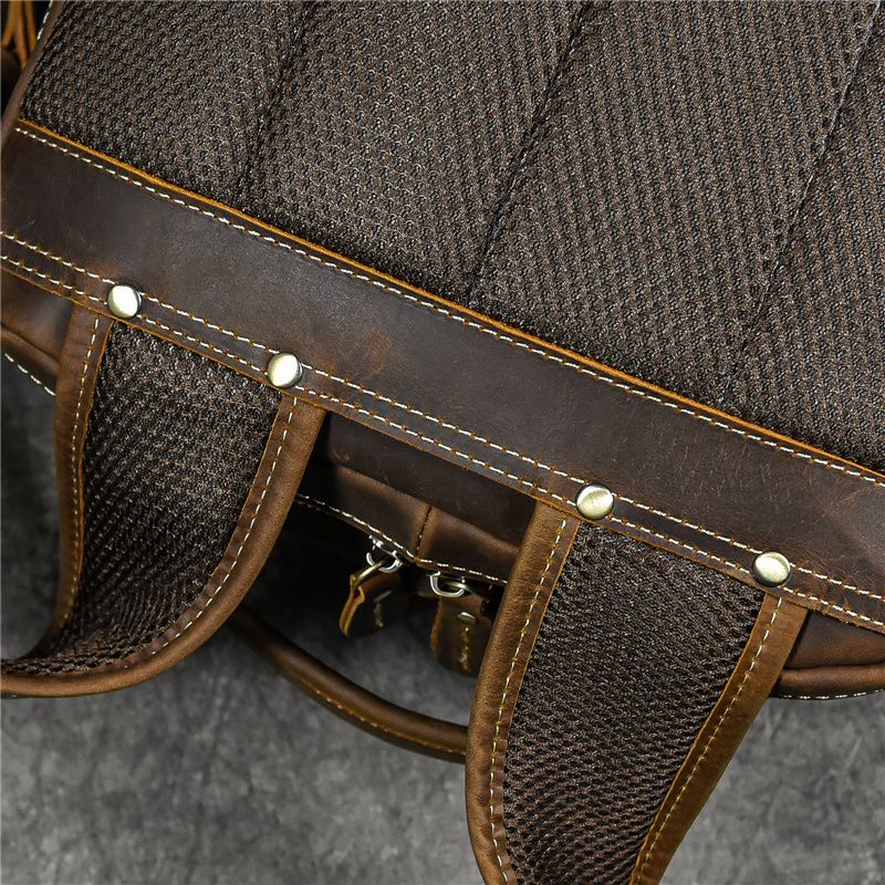 Mochila de viaje Newsbirds de estilo retro para hombre, estilo bandolera de cuero._voghion.com